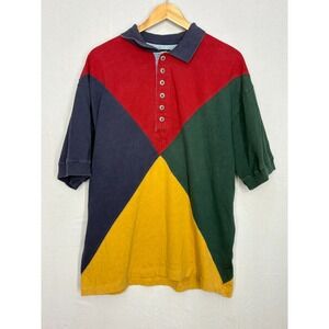 Structure Polo T-Shirt Mens Multicolor Large Colorblock Rugby Y2K Juggling Balls